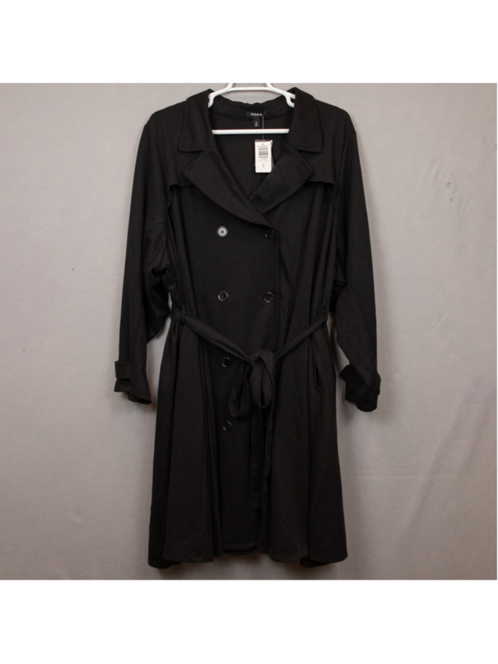 Torrid brushed ponte black swing trench coat-6X